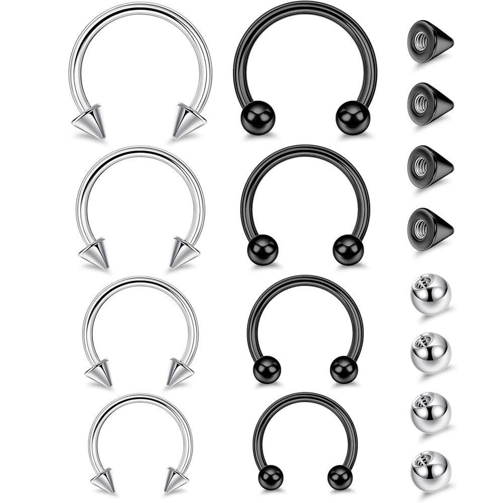 Body Jewelry Replacement Ball - 1-16個セット16 G馬蹄型鼻輪カフ低アレルギー眉唇輪穿孔ジュエリー交換ボール釘