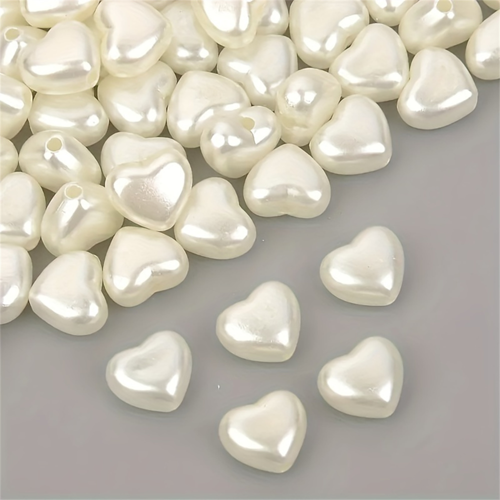 Daith Heart Ring - 8mm 50個入りの白いアクリル製ハート型ビーズは、ブレスレット、ネックレス、指輪、DIYアイテムに使用できます。