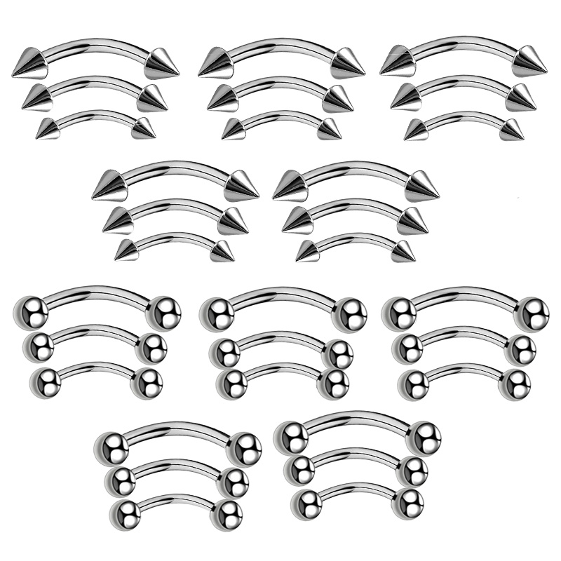 Body Jewelry Gauges - 3 PCS眉骨穿孔ジュエリーアーク形Barbel With Ball/Spike Kit Eyebrow