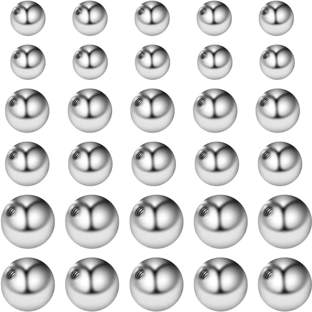 Body Jewelry Replacement Ball - 10/30個セット交換用ボール ピアスジュエリー用 サージカルスチールボール 316L 舌、乳首、へそ、眉毛、鼻用リング