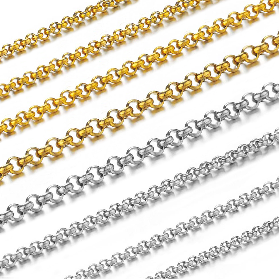 Body Jewelry Necklace - 1メートル2-4mmステンレス鋼O型小円チェーン、DIYボディチェーン、ブレスレット、ネックレス、ジュエリー製作アクセサリー用