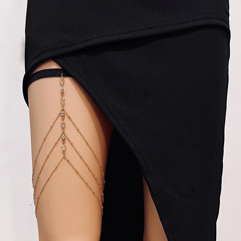 Body Jewelry Leg Chain - ファッション夏ボヘミアン太ももチェーンシンプルなセクシーなボディチェーン女性のための二層金属脚チェーンフェスティバルジュエリー Accesorios