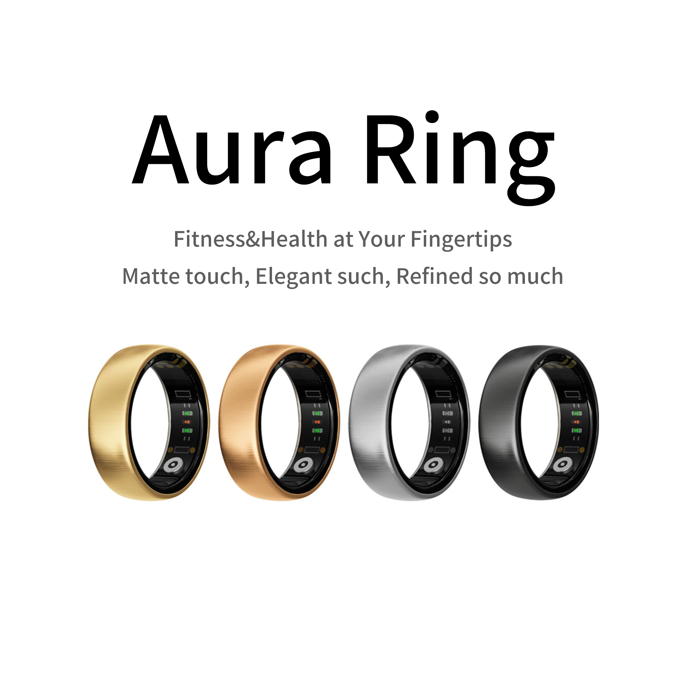 Daith Heart Ring - AURAマットスマートリングフィットネススポーツヘルスモニター睡眠温度計高品質長時間バッテリー ローズゴールドリング 女性用 レディース