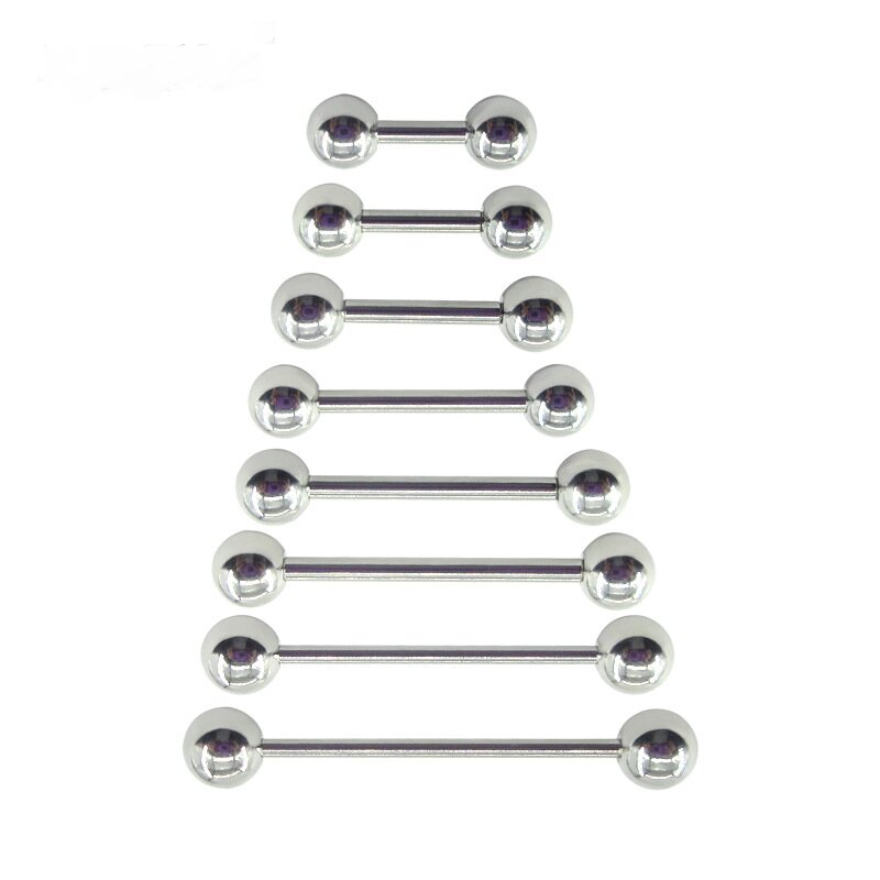 Industrial Barbell Long - 2 個 0.8 ミリメートルステンレス鋼ロングストレート工業用バーベルリングボディジュエリー舌乳首珠ヘリックス耳ピアス