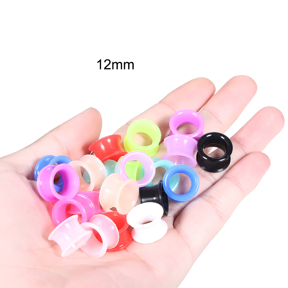 Body Jewelry Gauges - 24個入り シリコン製 ハイダブルフレア イヤーゲージ 混合カラー イヤレット
