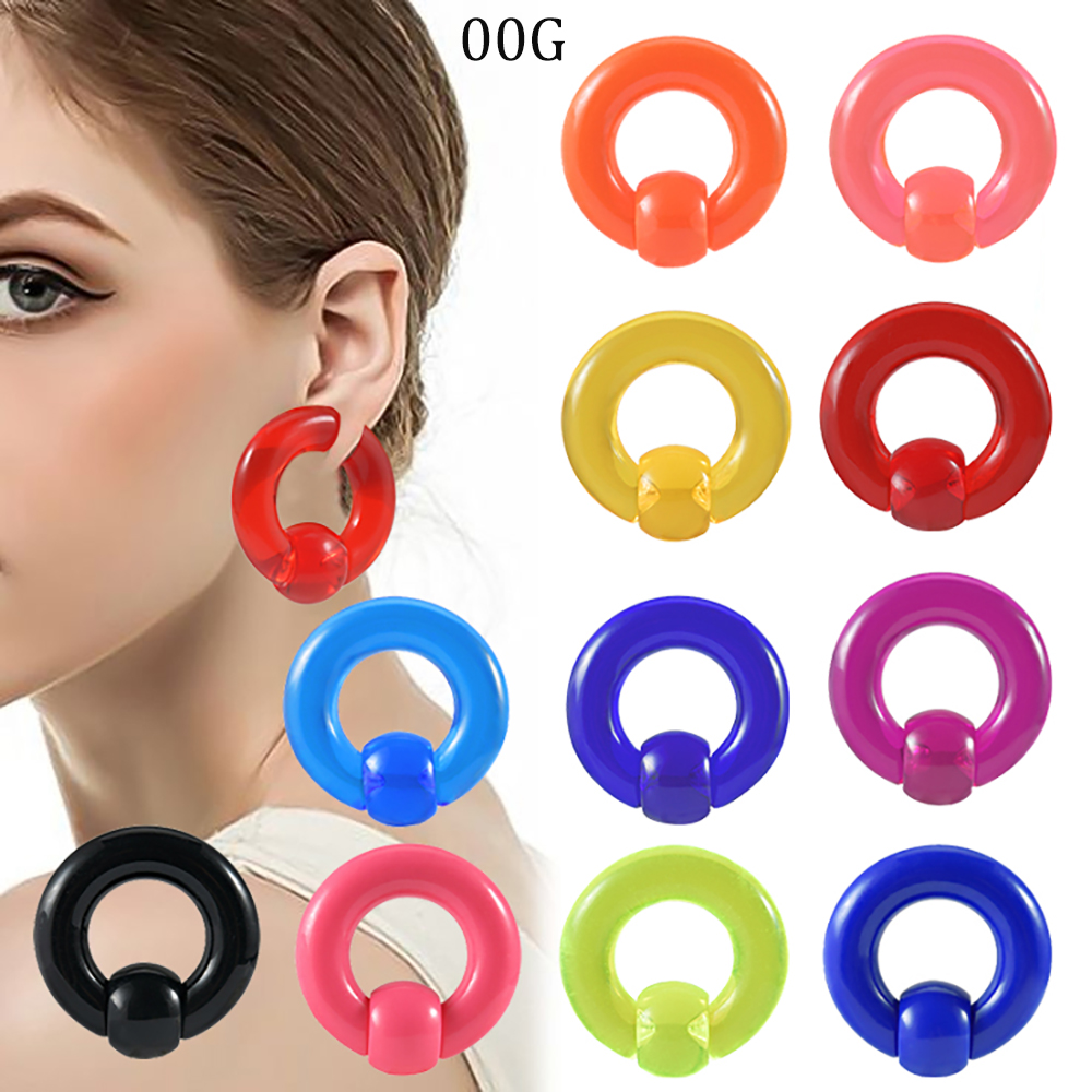 Body Jewelry Gauge Sizes - 2/1個入り カラフルアクリル BCR ビッグサイズ ジャイアント キャプティブビーズリング