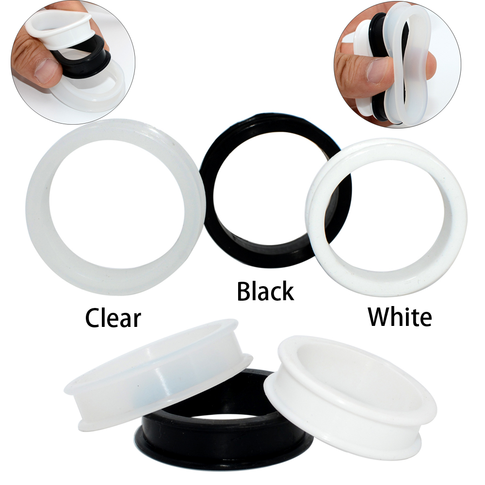 Body Jewelry Gauge Sizes - CHUANCI ペア大サイズ柔軟なシリコーンダブルフレア耳肉トンネルプラグ耳ゲージエキスパンダーボディピアスジュエリー