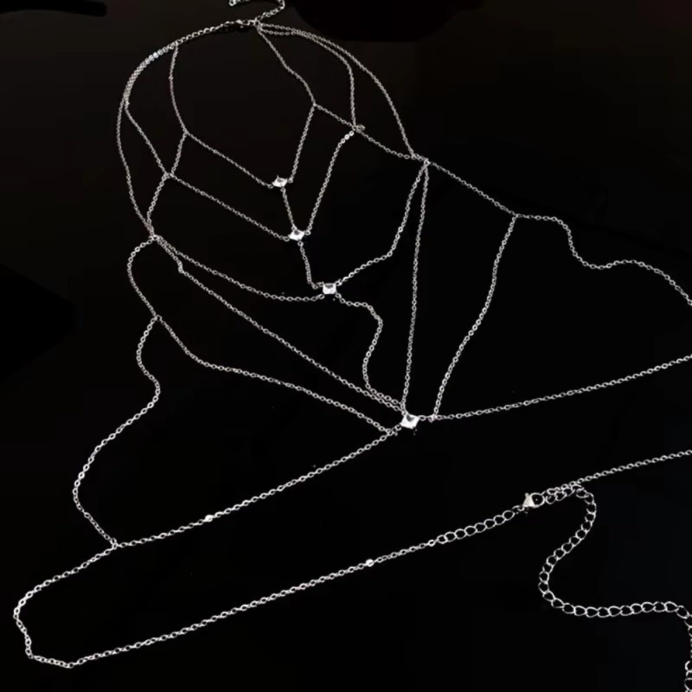 Body Jewelry Chest - ボディジュエリー グリッター ラインストーン バストチェーン 多層 セクシー