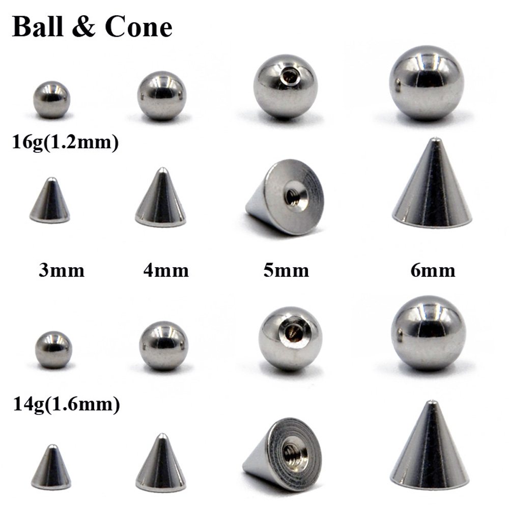 Body Jewelry Replacement Ball - 100 ピース/ロット鋼 14 グラム 16 グラム鼻ピアス耳スタッドラブレットリングバーイヤリングスタッドボール