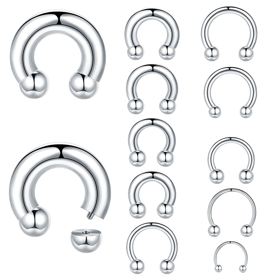 Body Jewelry Gauges - 1PC 18G-00G 大型ゲージステンレス鋼馬蹄リングセプタムストレッチャーヘリックスピアスフープ耳拡張器イヤーハンガーウェイト