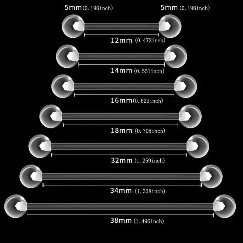Body Jewelry In Store - JKC ストア 10 個アクリルバーベルセット柔軟なクリアボディピアスジュエリー舌乳首軟骨工業用ヘリックス 12-38 ミリメートル
