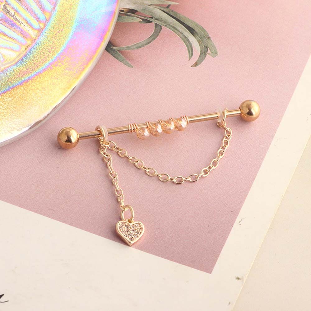 パンクスタイルの女の子向けギフト クリスタルバーベルイヤリン - Industrial Barbell Long のレビューと価格