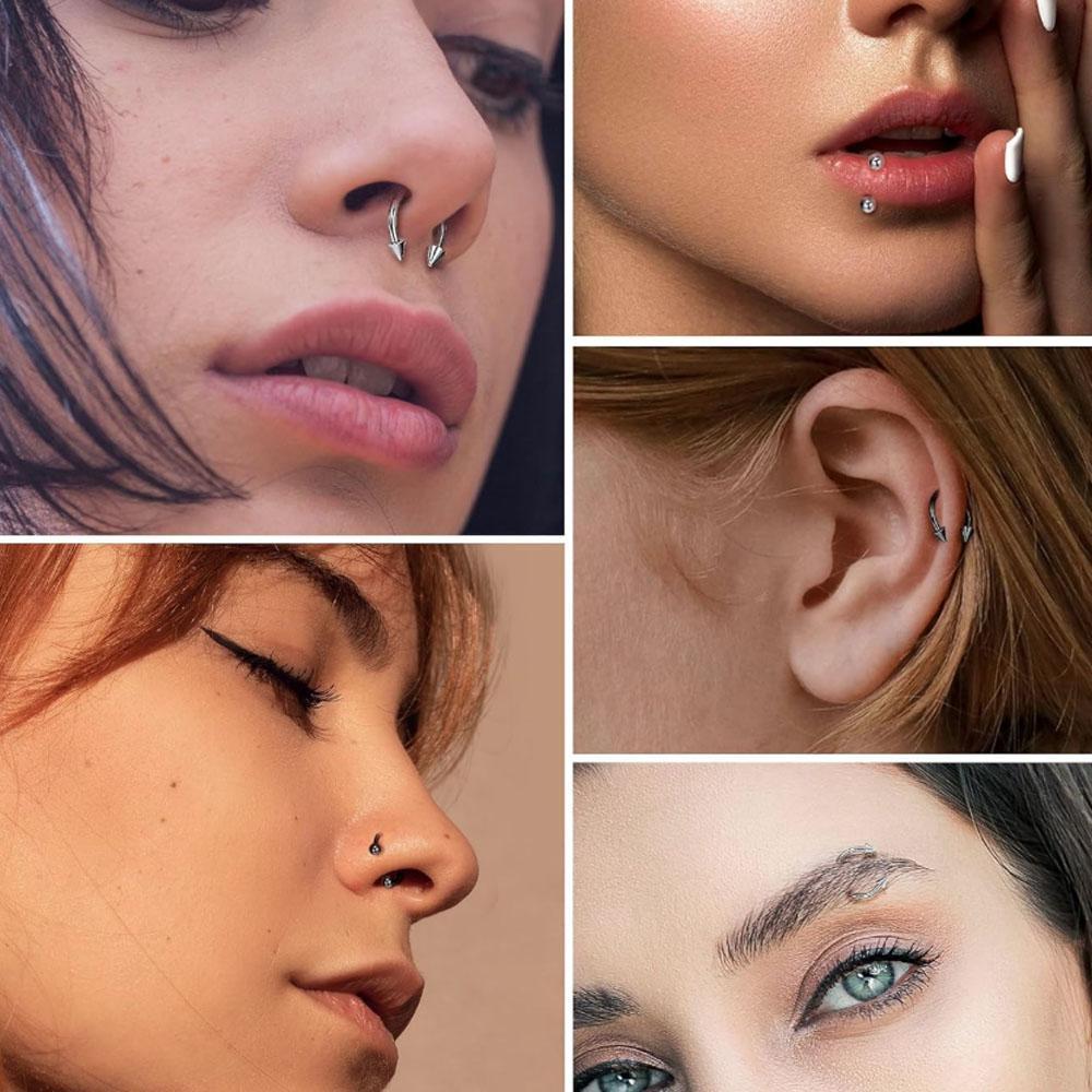 1-16個セット16 G馬蹄型鼻輪カフ低アレルギー眉唇輪穿孔 - Body Jewelry Replacement Ball のレビューと価格
