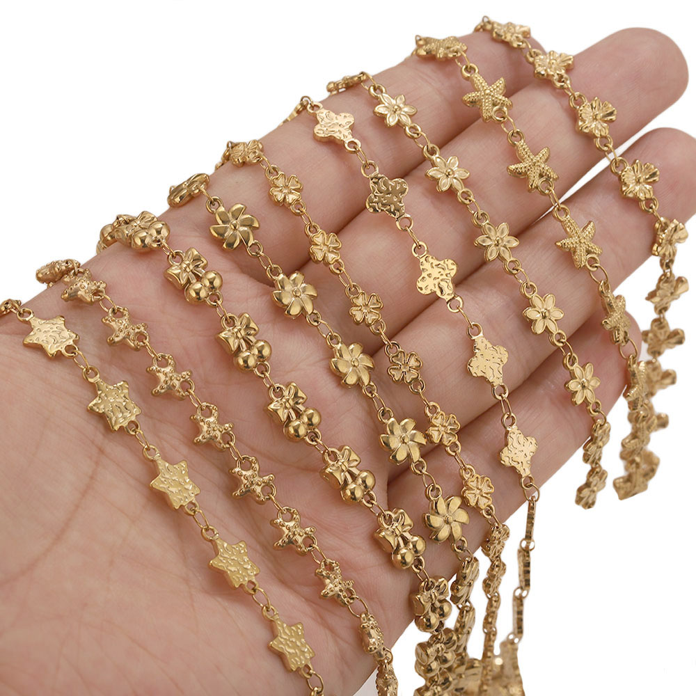 1メートルステンレス鋼フラワー・スターリンクケーブルチェーン - Body Jewelry Necklace のレビューと価格