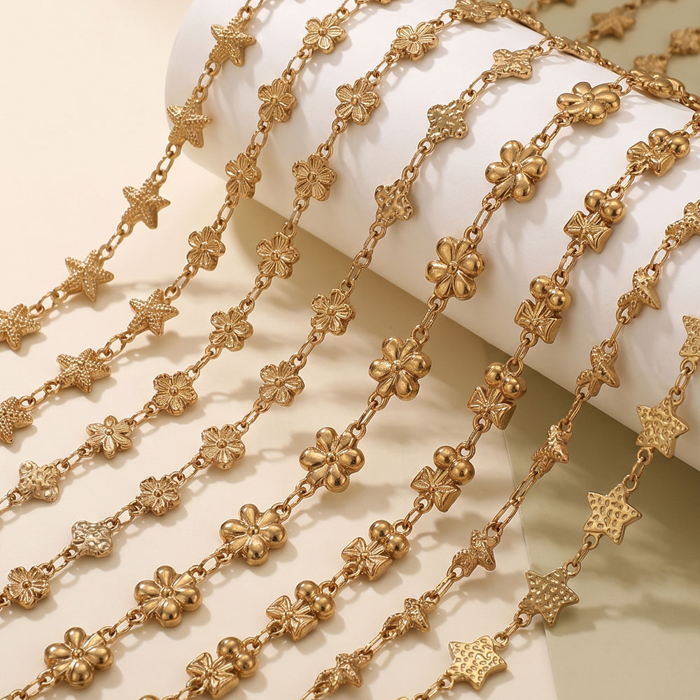 1メートルステンレス鋼フラワー・スターリンクケーブルチェーン - Body Jewelry Necklace のレビューと価格