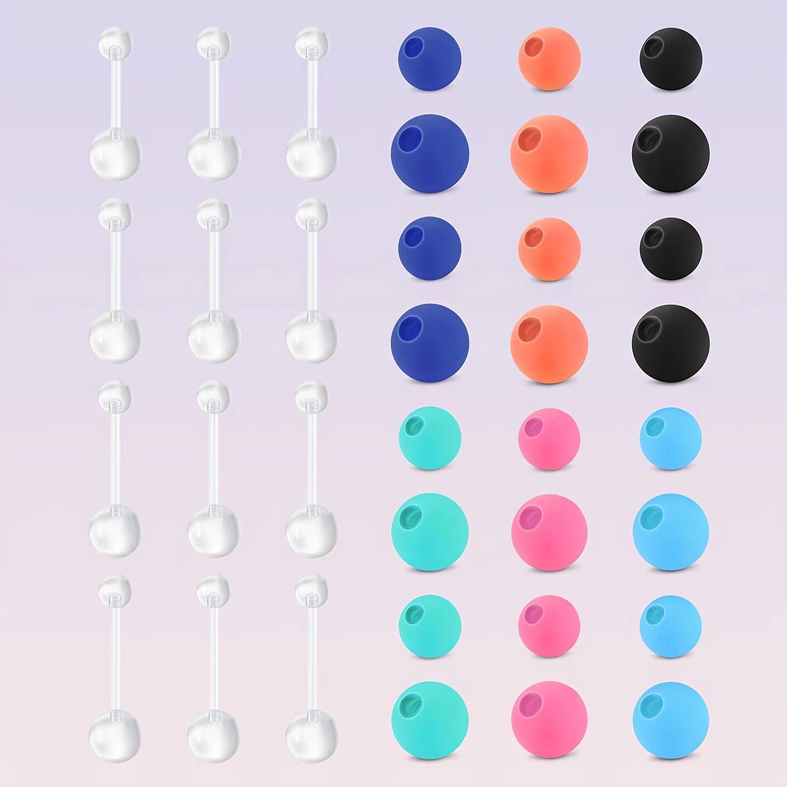 14 Gアクリル透明ミドルまぐさ12点、多色交換ボール付き、 - Body Jewelry Replacement Ball のレビューと価格