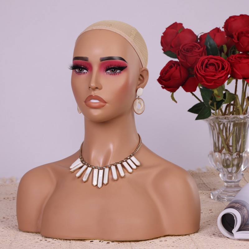 PVC製ハーフボディマネキンヘッド、赤いアイシャドウとまつげ - Body Jewelry In Store のレビューと価格