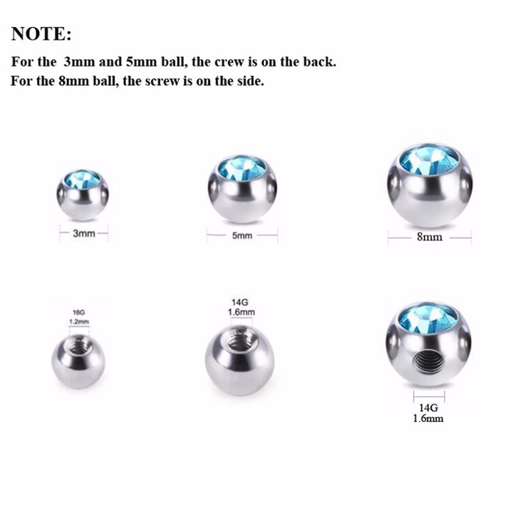 60個ステンレス製のczクリスタルネジ穴交換ボール16グラム - Body Jewelry Replacement Ball のレビューと価格