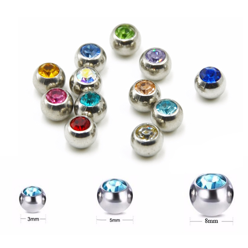 60個ステンレス製のczクリスタルネジ穴交換ボール16グラム - Body Jewelry Replacement Ball のレビューと価格