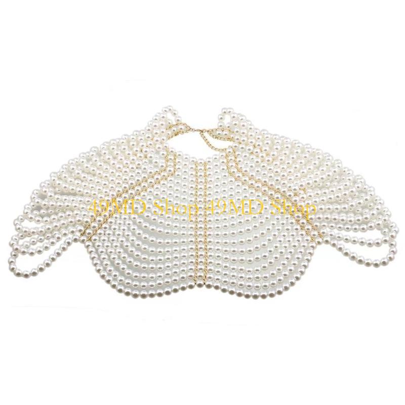 49MD エレガントな女性ショール多層ビーズチェストチェーン - Body Jewelry Necklace のレビューと価格