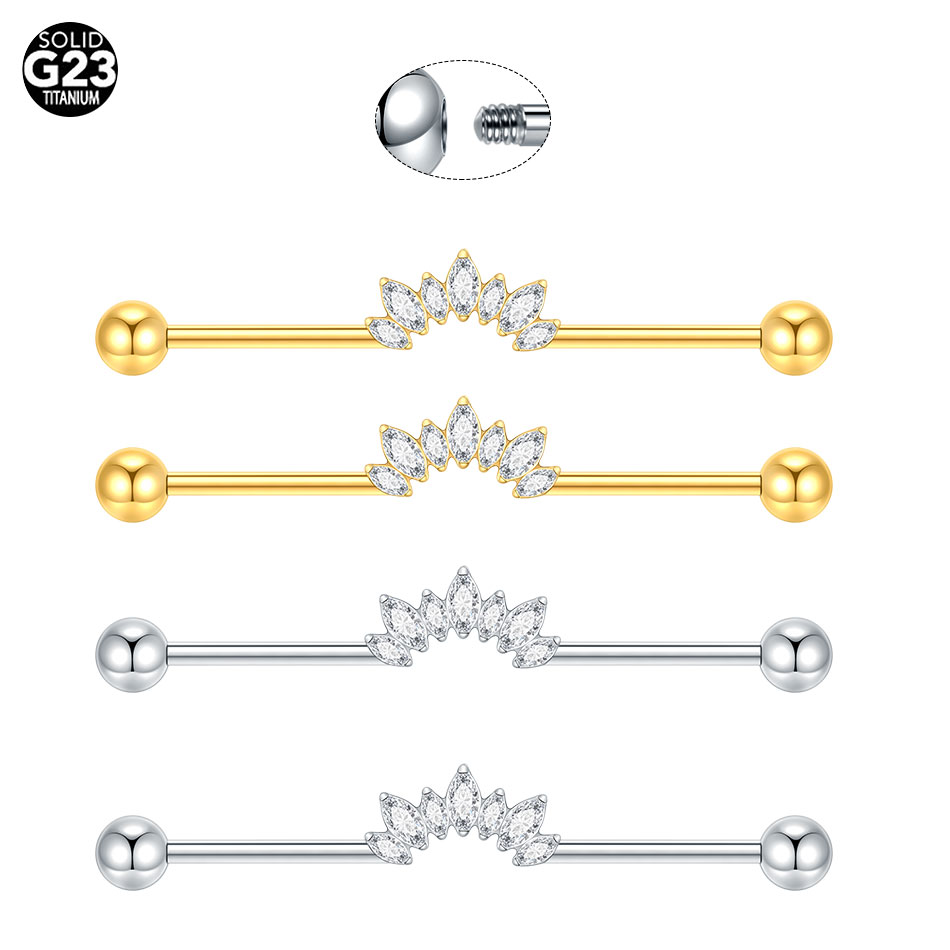 1/5 個チタン 14 グラム CZ 工業用ヘリックスピアス - Industrial Barbell Long のレビューと価格
