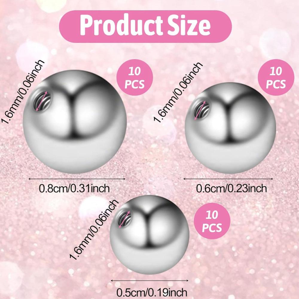 10/30個セット交換用ボール ピアスジュエリー用 サージカ - Body Jewelry Replacement Ball のレビューと価格