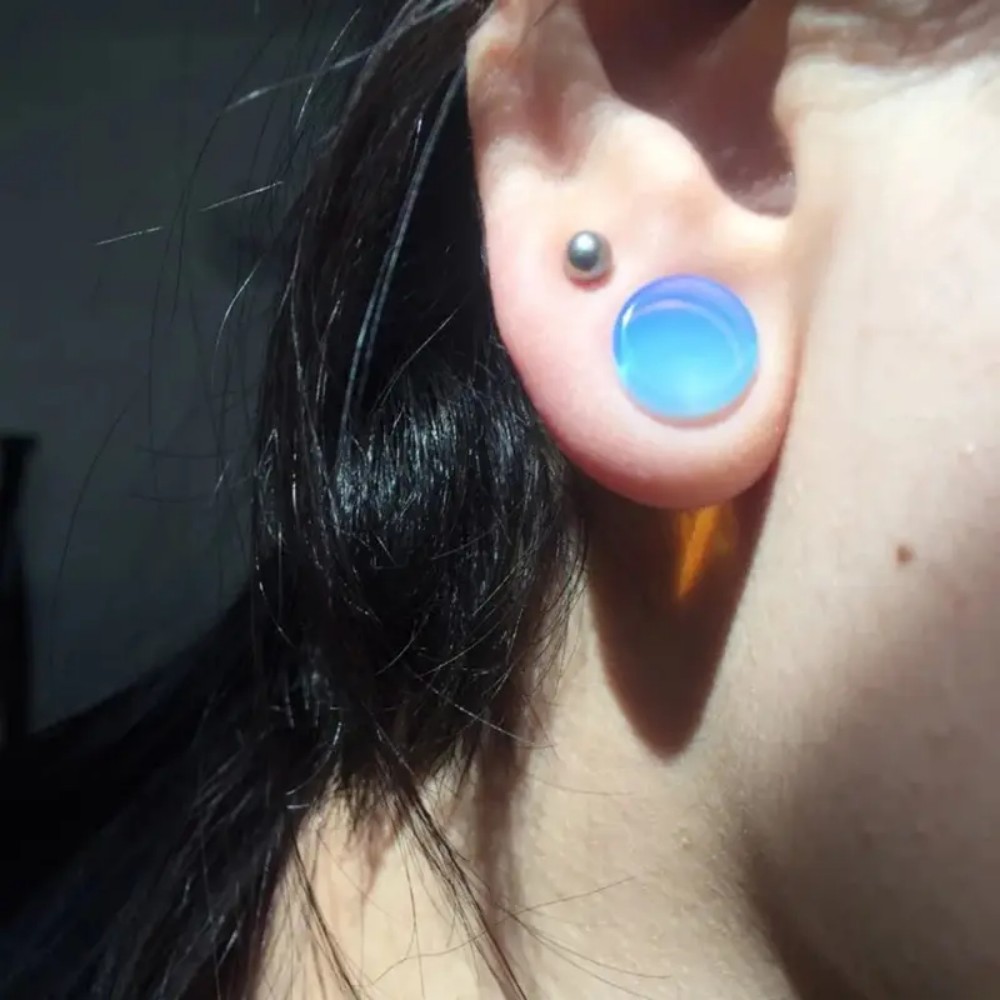 2 個ダブルフレア耳栓トンネル半透明オパール石ピアスストレッ - Body Jewelry Gauge Sizes のレビューと価格