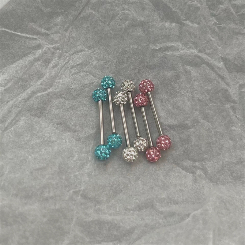 チタン鋼舌ピアス キラキラクリスタルボール舌リング 交換可能 - Body Jewelry Replacement Ball のレビューと価格
