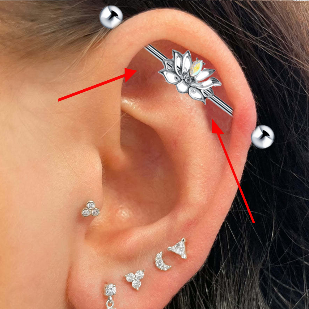 1PC サージカルスチール工業用ピアスバーベルロングイヤリン - Industrial Barbell Long のレビューと価格