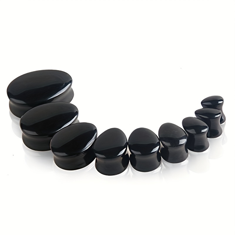 1対の男性水滴形黒曜石イヤリング耳栓拡径ゲージトンネル寸法6 - Body Jewelry Gauge Sizes のレビューと価格