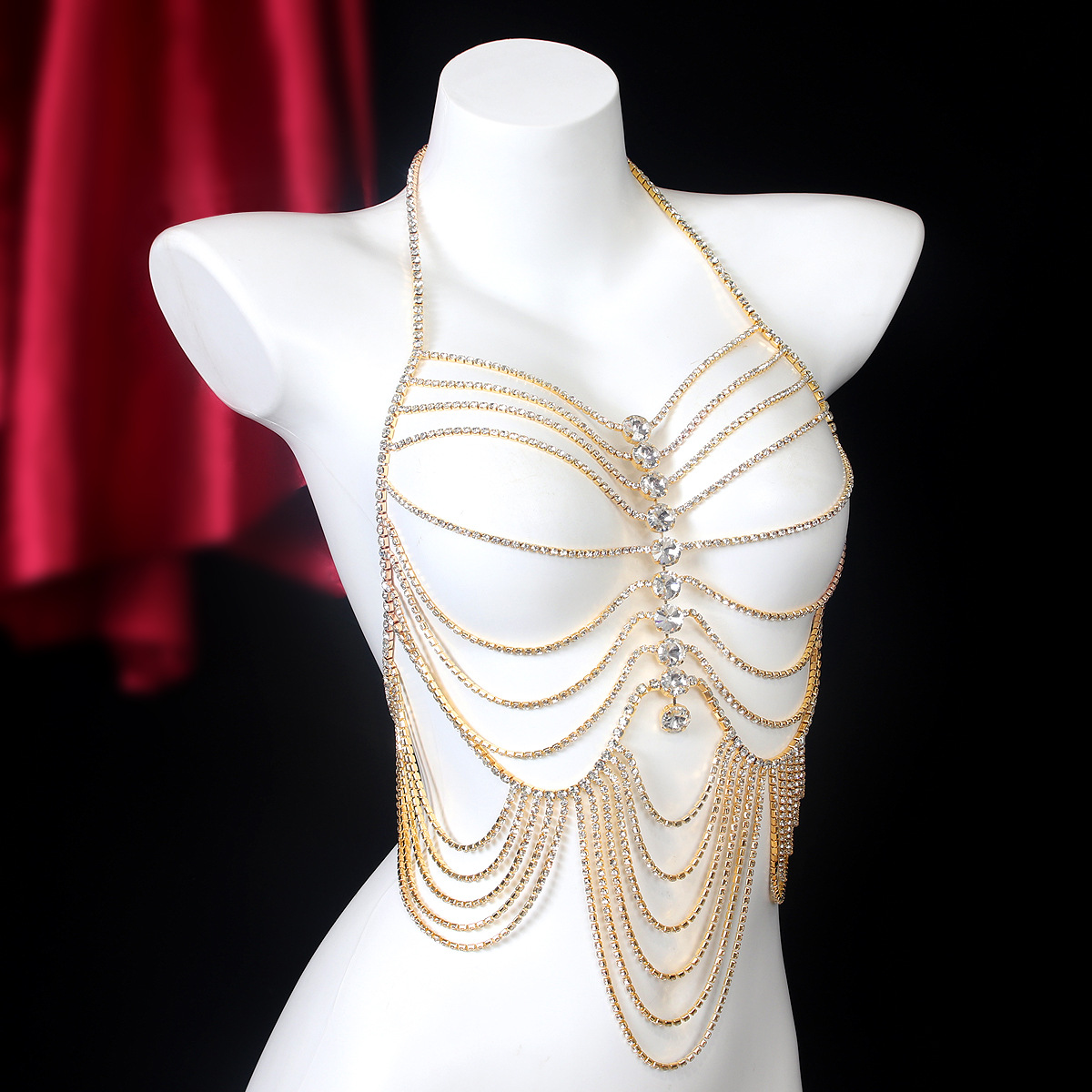 女性用ラインストーンチェーンタッセル,豪華なジュエリー,レト - Body Jewelry Chest のレビューと価格