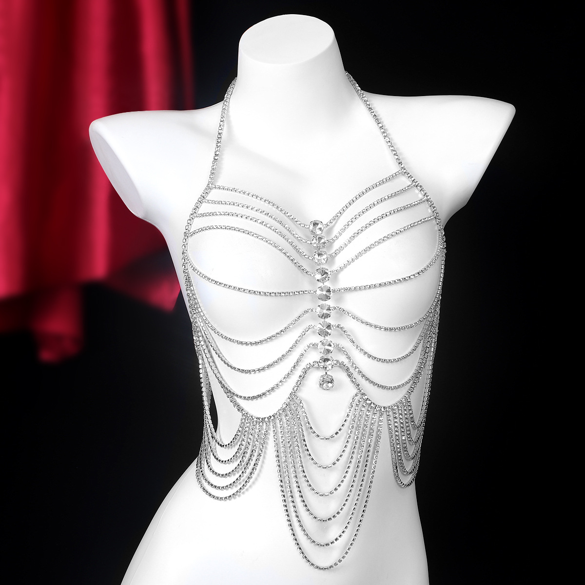 女性用ラインストーンチェーンタッセル,豪華なジュエリー,レト - Body Jewelry Chest のレビューと価格