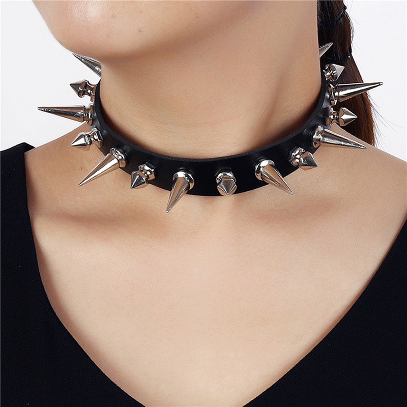 パンクレザーネイルリベットカラーネックレスブレスレットレッグ - Body Jewelry Leg Chain のレビューと価格