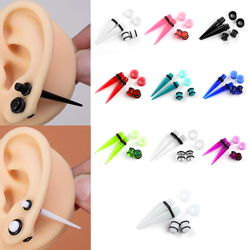 50個のアクリルスパイクイヤーゲージセット - 軟骨ピアス用 - Body Jewelry Gauges のレビューと価格