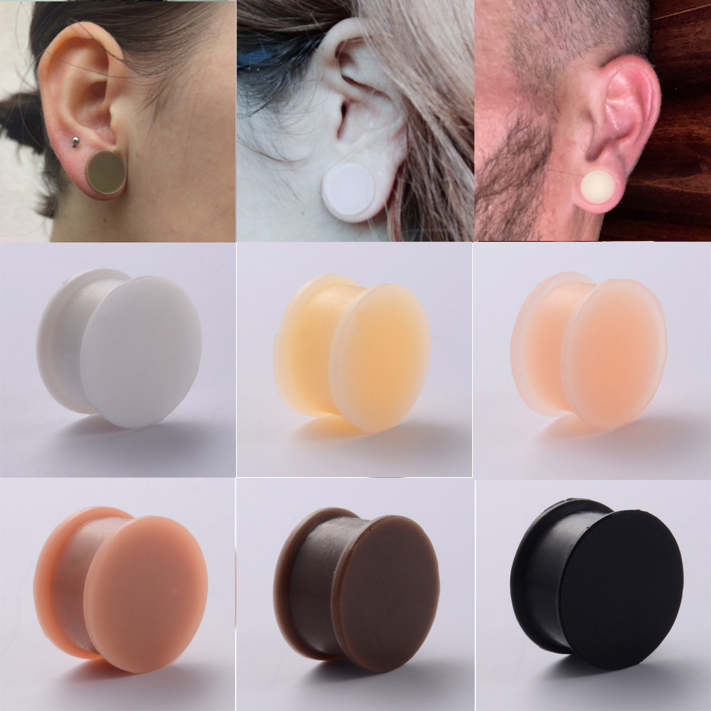 1 ペアシリコーン柔軟な厚い耳フレアプラグ固体肉トンネルビッ - Body Jewelry Gauge Sizes のレビューと価格