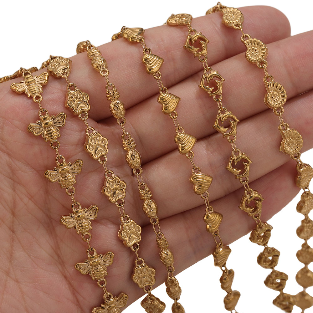 1M PVDゴールドステンレススチール製ハートスターフラワー - Body Jewelry Gold のレビューと価格