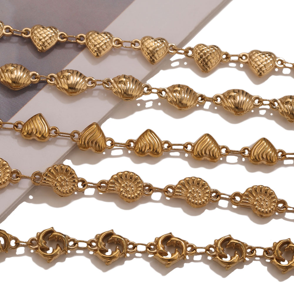 1M PVDゴールドステンレススチール製ハートスターフラワー - Body Jewelry Gold のレビューと価格