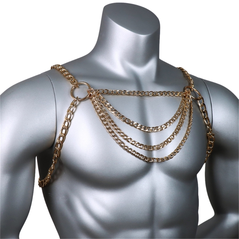男性のセクシーなメタルボディ胸チェーンジュエリーパンクスタイ - Body Jewelry Chest のレビューと価格