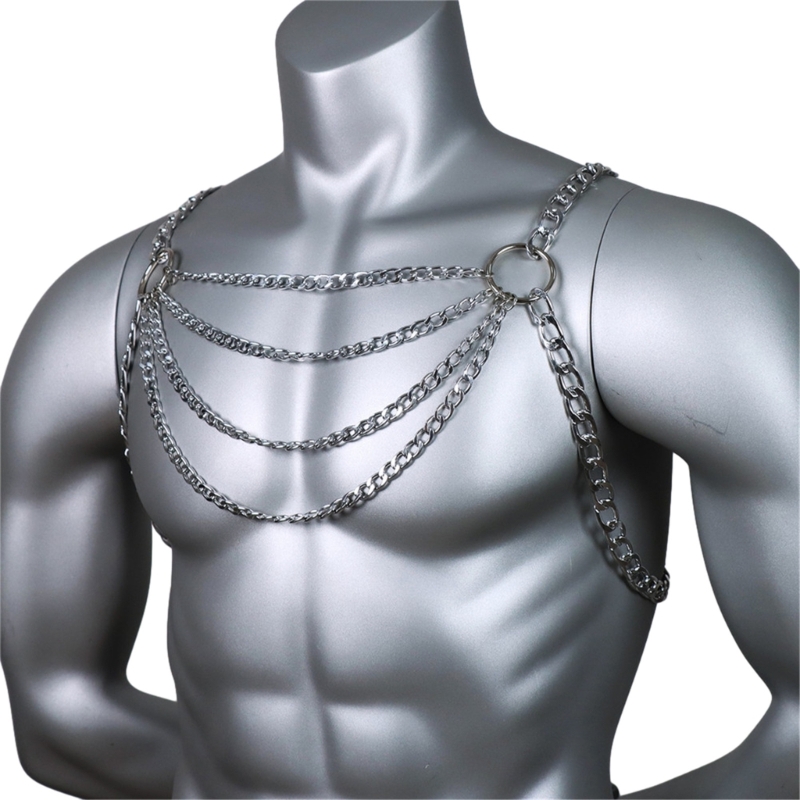 男性のセクシーなメタルボディ胸チェーンジュエリーパンクスタイ - Body Jewelry Chest のレビューと価格