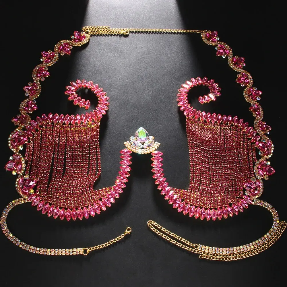 女性のためのピンクのクリスタルの胸のサポート,ナイトクラブの - Body Jewelry Chest のレビューと価格