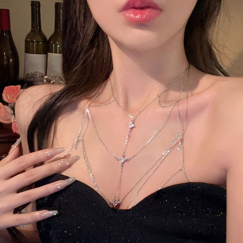 ボディジュエリー グリッター ラインストーン バストチェーン - Body Jewelry Chest のレビューと価格