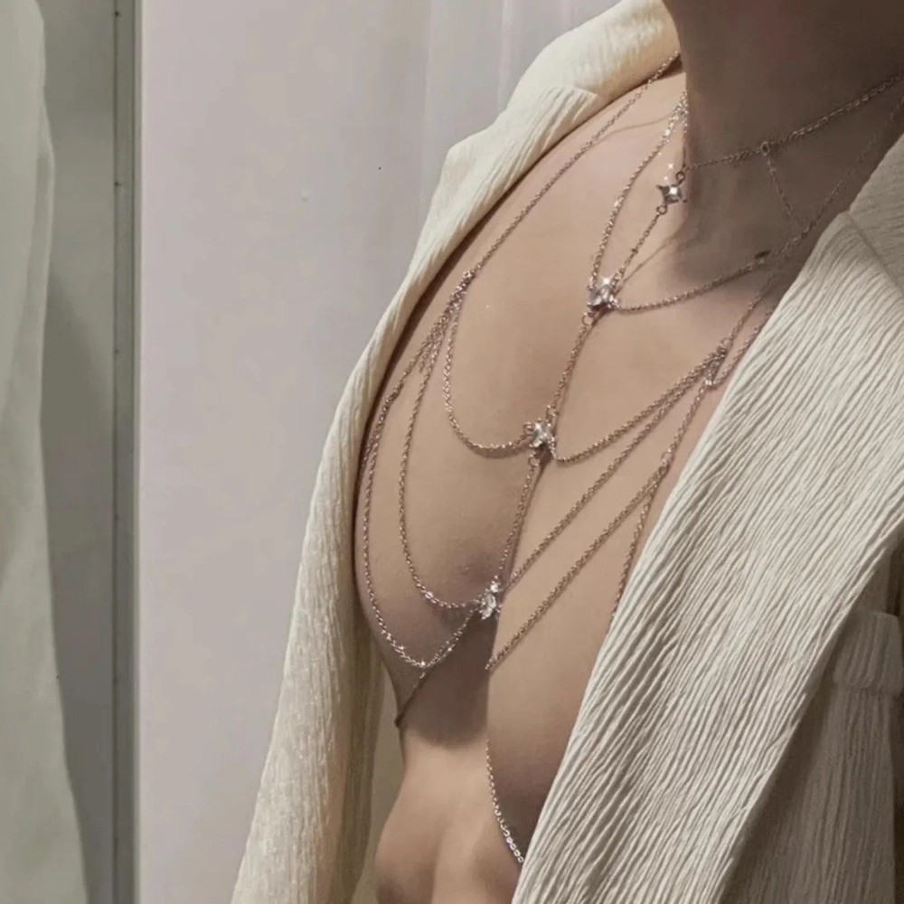 ボディジュエリー グリッター ラインストーン バストチェーン - Body Jewelry Chest のレビューと価格