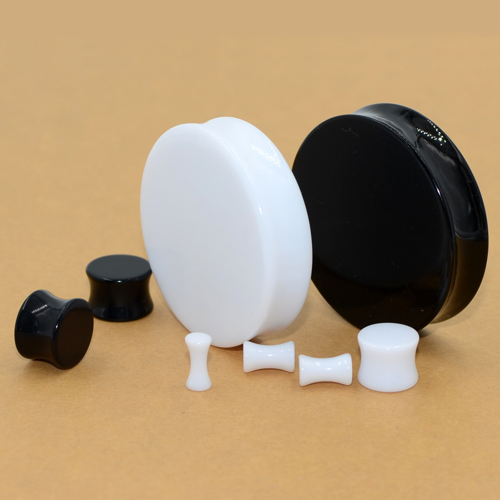2ペアのアクリル耳栓,白と黒の大きなゲージ,拡張可能な大きな - Body Jewelry Gauge Sizes のレビューと価格