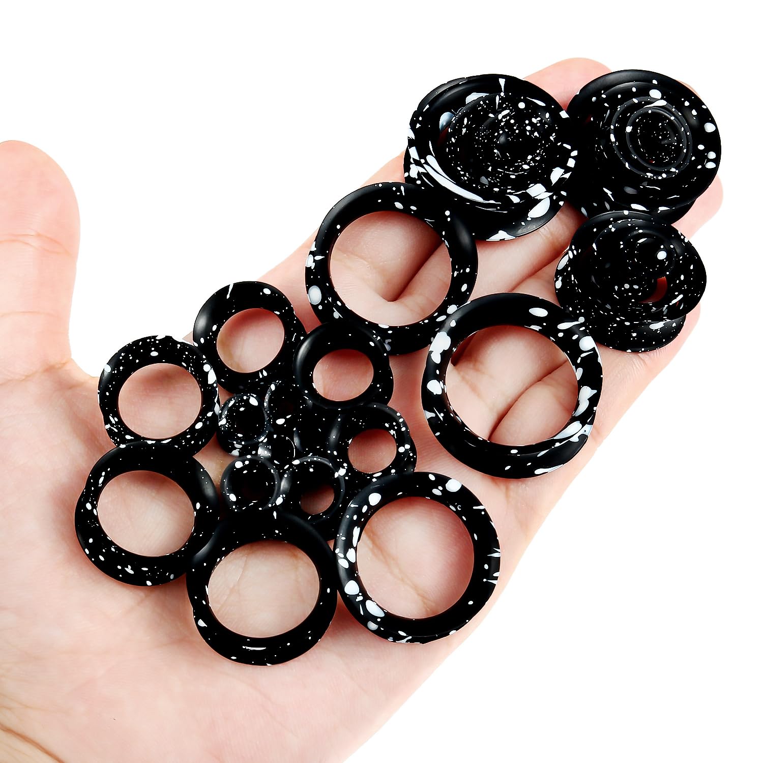 ブラックシリカゲルイヤーゲージトンネル耳栓男女イヤリングサイ - Body Jewelry Gauge Sizes のレビューと価格