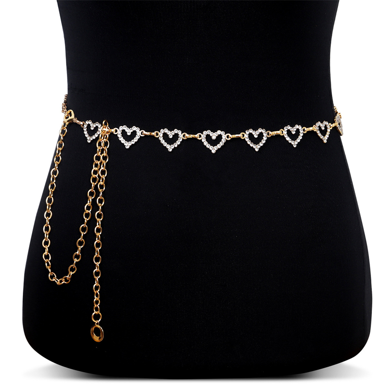 ファッションラインストーンハートウエストチェーン女性用調節可 - Body Jewelry Dress のレビューと価格