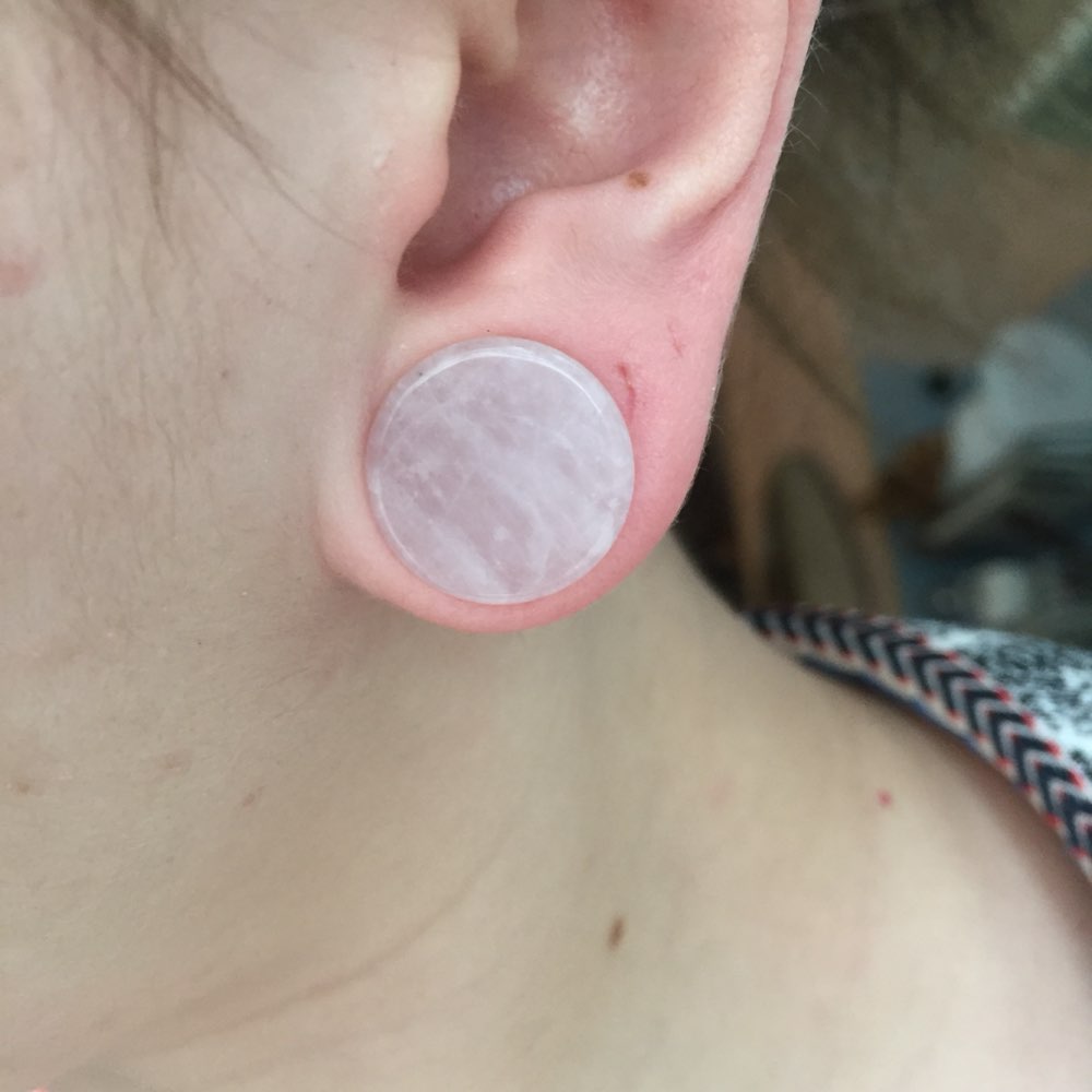 オーガニックストーン,ピンククォーツ,肉,トンネル,耳栓,ス - Body Jewelry Gauge Sizes のレビューと価格