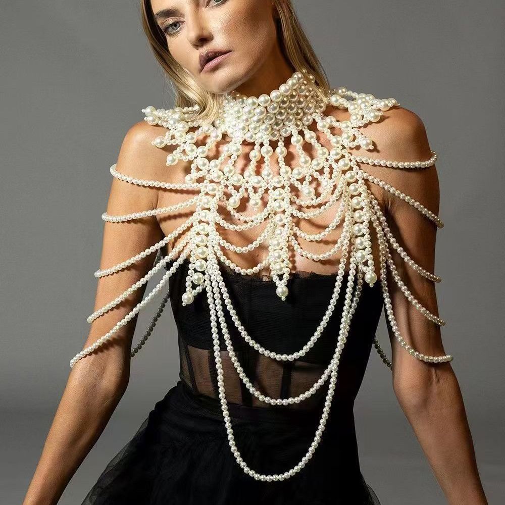 ファッション模造パール多層パールネックレス、誇張されたロング - Body Jewelry Necklace のレビューと価格