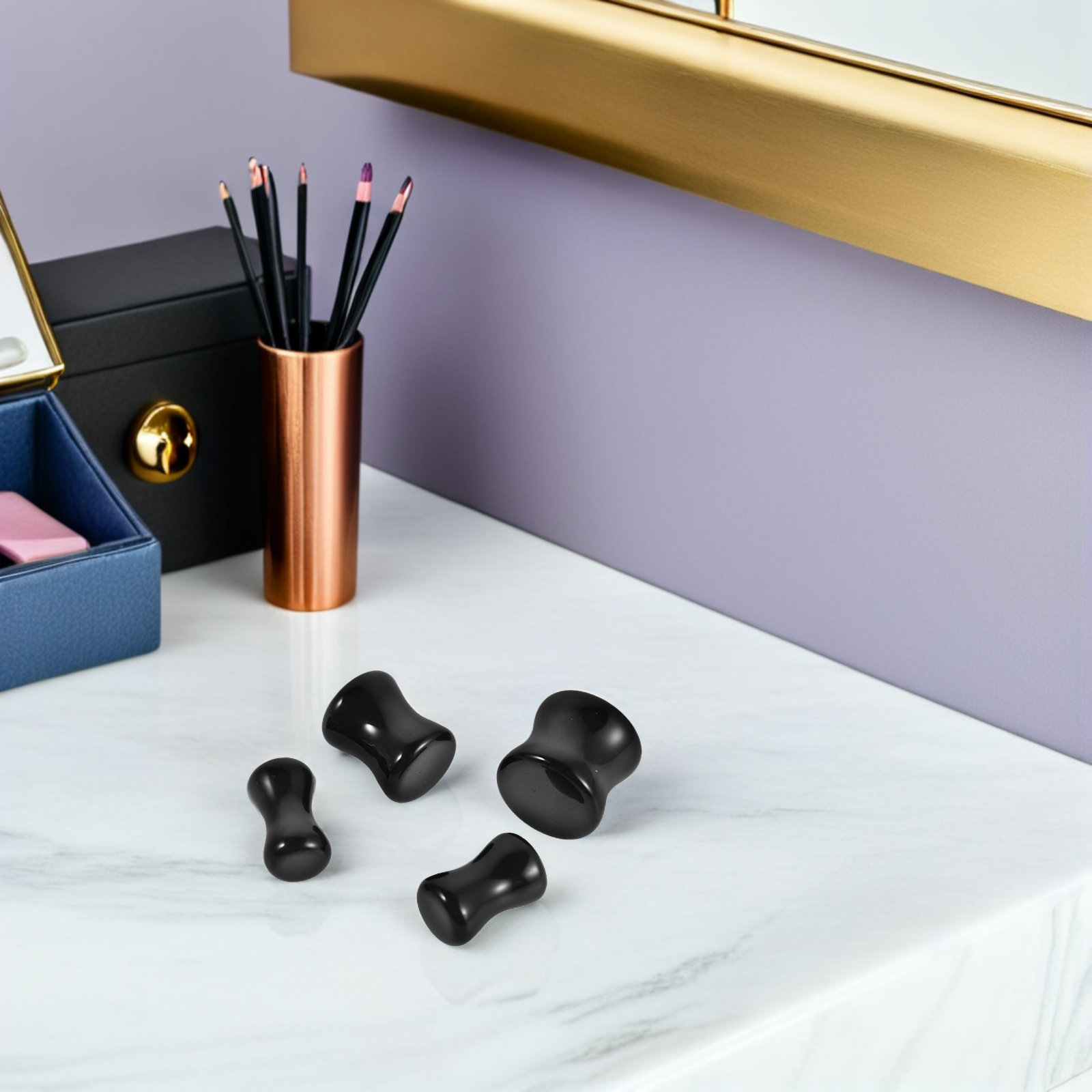 4ペアのオブシディアン製イヤープラグ、ゲージトンネルストレッ - Body Jewelry Gauge Sizes のレビューと価格