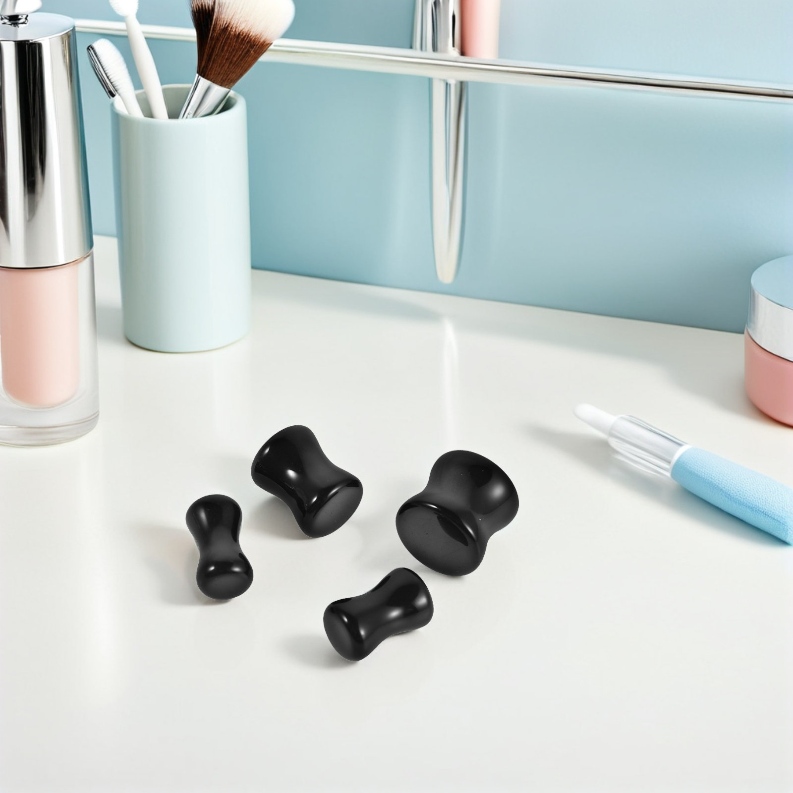 4ペアのオブシディアン製イヤープラグ、ゲージトンネルストレッ - Body Jewelry Gauge Sizes のレビューと価格
