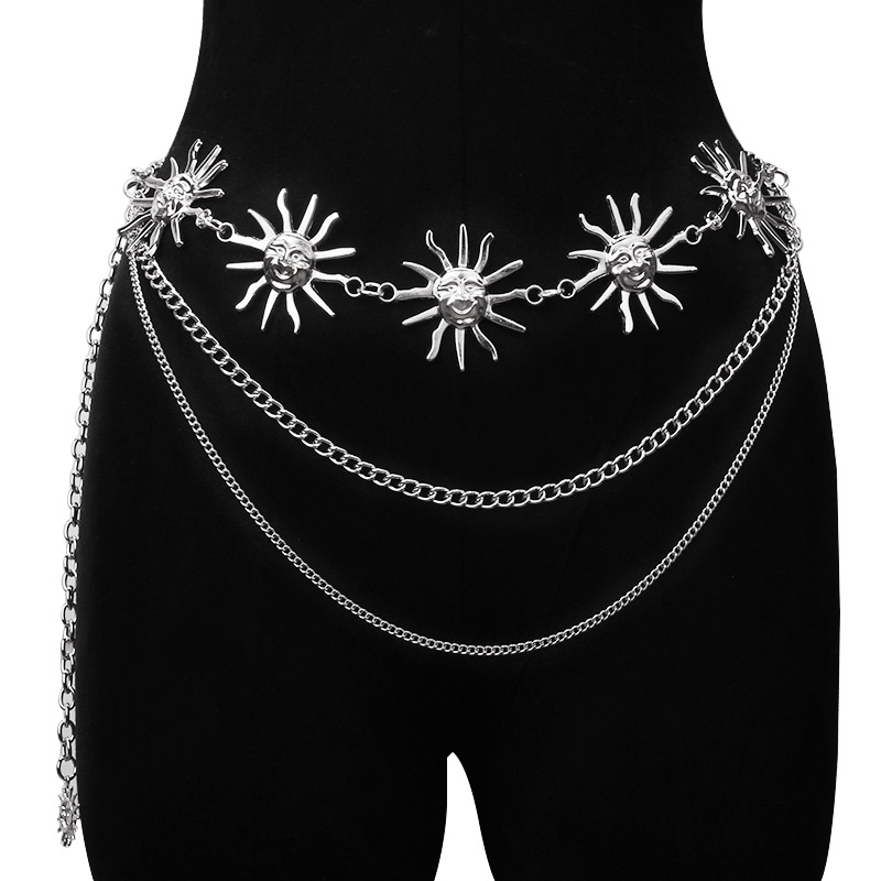 チャンキーな多層パンクゴシックムーンサンウエストチェーンメタ - Body Jewelry Dress のレビューと価格